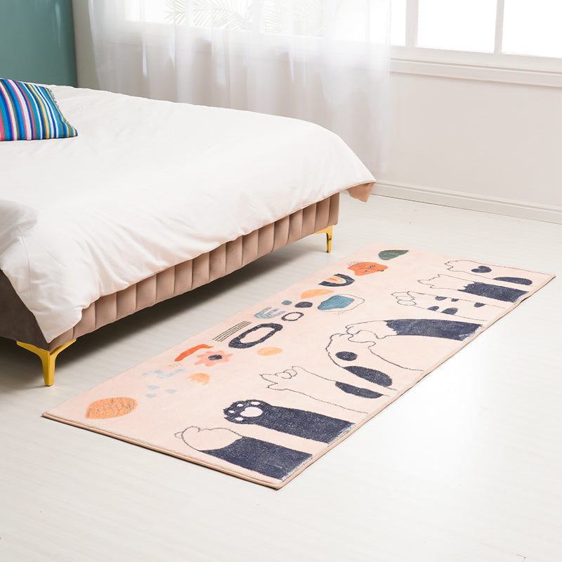 Apricot Kids Rug Polyester Cat Foots Print Rug Washable Non-Slip Backing Carpet for Kids' Room Apricot Clearhalo 'Area Rug' 'Rug' 1610616