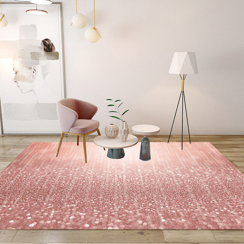 Simple Modern Rug in Pink Glitter Pattern Rug Polyester Washable Anti-Slip Backing Carpet for Home Decoration Rose Gold Clearhalo 'Area Rug' 'Modern' 'Rugs' Rug' 1610742