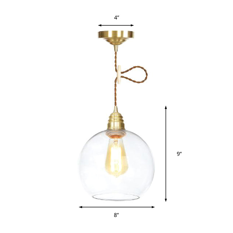 Globe Pendant Lighting Industrial 1 Light 8