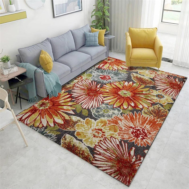 Orange Vintage Rug Polyester Floral Pattern Rug Washable Non-Slip Backing Carpet for Living Room Orange Red Clearhalo 'Area Rug' 'Rugs' 'Vintage' Rug' 1612101