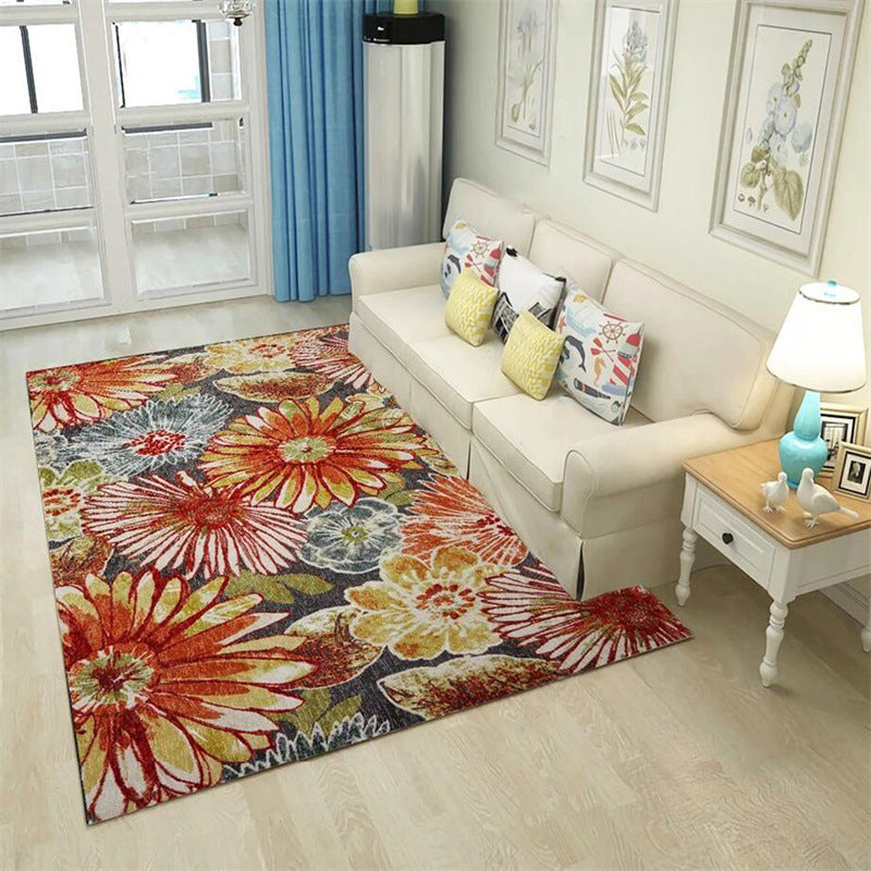 Orange Vintage Rug Polyester Floral Pattern Rug Washable Non-Slip Backing Carpet for Living Room Clearhalo 'Area Rug' 'Rugs' 'Vintage' Rug' 1612102