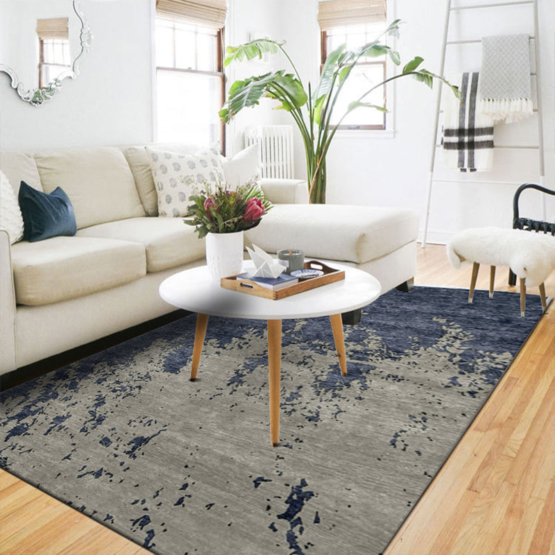 Modern Living Room Rug in Grey and Blue Abstract Oil Painting Print Rug Polyester Machine Washable Area Rug Grey Clearhalo 'Area Rug' 'Modern' 'Rugs' Rug' 1612181