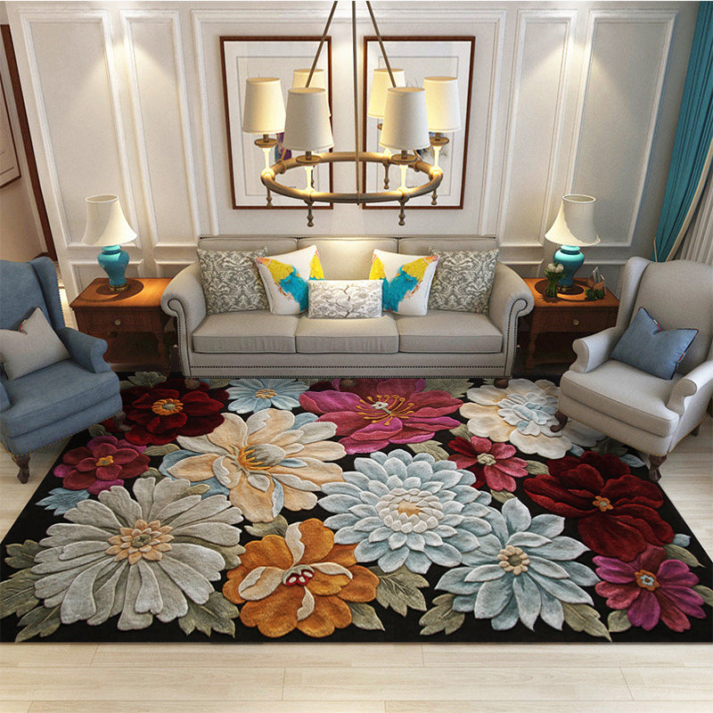 Vintage Floral Pattern Rug Multicolor Polyester Rug Machine Washable Non-Slip Area Rug for Bedroom Light Blue Clearhalo 'Area Rug' 'Rugs' 'Vintage' Rug' 1612221