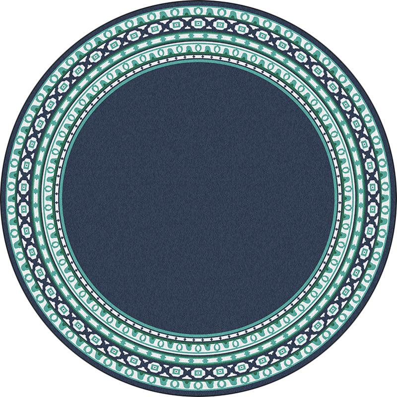 Classic Concentric Circles Pattern Rug Blue Bohemian Rug Polyester Washable Anti-Slip Backing Area Rug for Living Room Clearhalo 'Area Rug' 'Bohemian' 'Rugs' Rug' 1612295