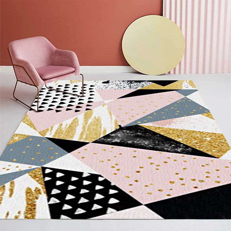 Pink and Gold Bedroom Rug Novelty Geometry Irregular Shape Dots Pattern Area Rug Polyester Anti-Slip Carpet Clearhalo 'Area Rug' 'Rug' 1612350