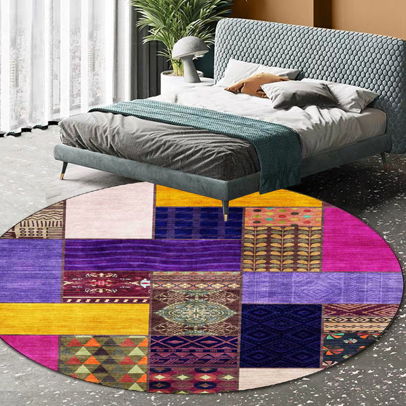 Yellow Southwestern Rug Polyester Tribal Checked Pattern Rug Washable Non-Slip Backing Carpet for Living Room Purple Clearhalo 'Area Rug' 'Rugs' 'Southwestern' Rug' 1612472