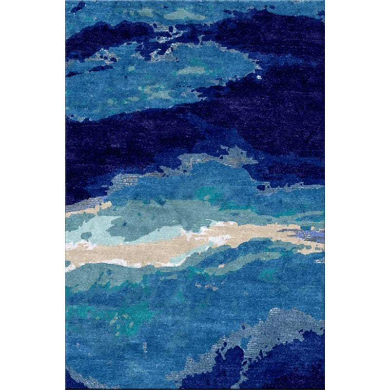 Blue Bedroom Rug Modern Abstract Ocean Pattern Area Rug Polyester Non-Slip Washable Carpet Clearhalo 'Area Rug' 'Modern' 'Rugs' Rug' 1612497