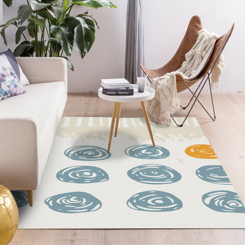 Novelty Living Room Rug in Ivory Geometry Circle Print Rug Polyester Machine Washable Area Rug Clearhalo 'Area Rug' 'Rug' 1612512