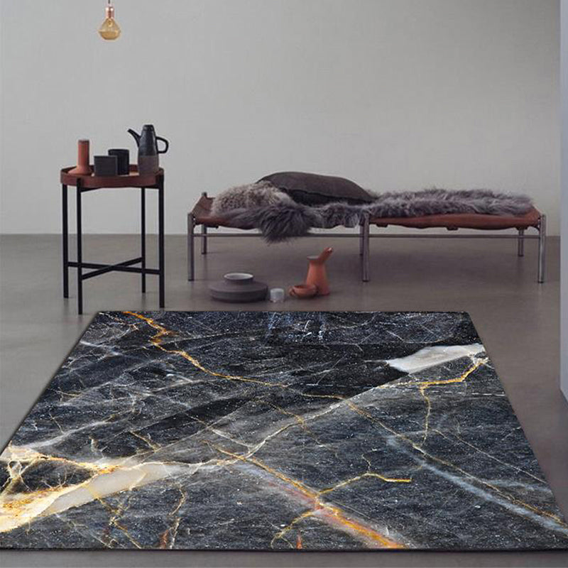 Funky Marble Surface Print Rug Black Nordic Rug Polyester Washable Non-Slip Backing Area Rug for Living Room Clearhalo 'Area Rug' 'Modern' 'Rugs' Rug' 1612536