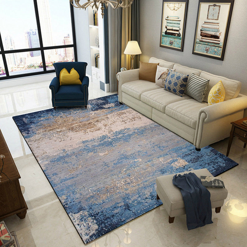 Modern Living Room Rug in Blue Abstract Oil Painting Print Rug Polyester Pet Friendly Washable Area Rug Clearhalo 'Area Rug' 'Modern' 'Rugs' Rug' 1612712