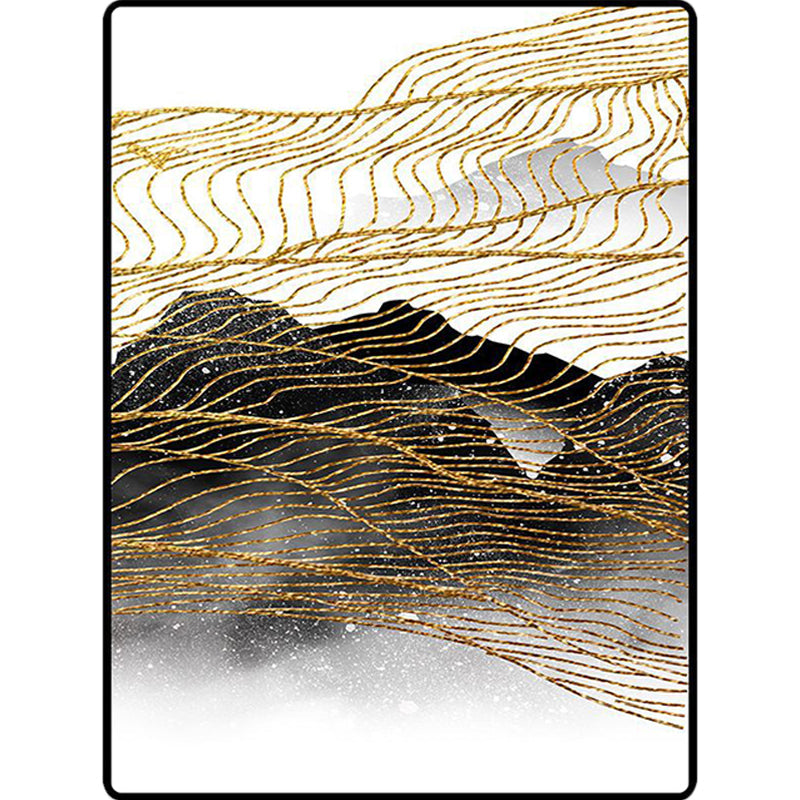 Modern Living Room Rug in Black and White Abstract Mountain Print Rug Polyester Machine Washable Area Rug Clearhalo 'Area Rug' 'Modern' 'Rugs' Rug' 1612720