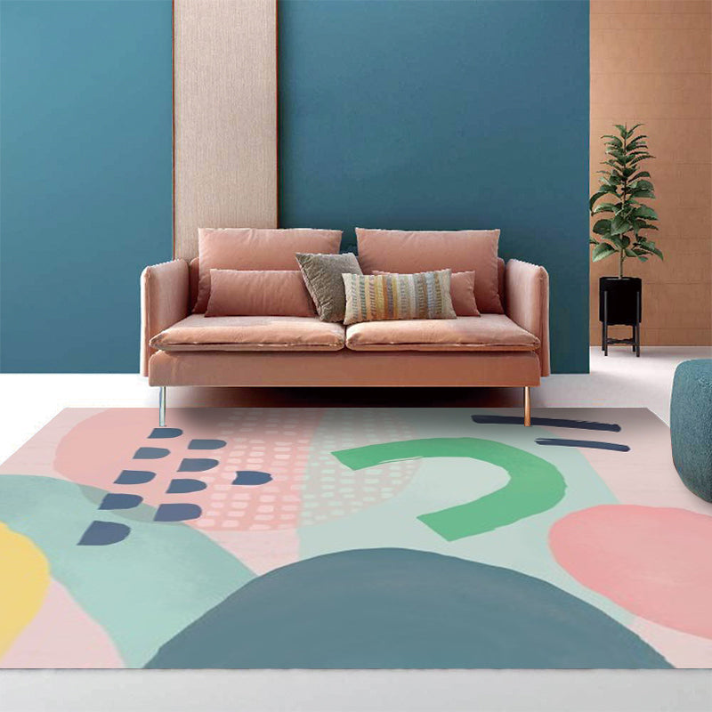 Modern Novelty Rug in Pink Color Block Aquarelle Pattern Rug Polyester Pet Friendly Carpet for Home Decor Clearhalo 'Area Rug' 'Rug' 1612727