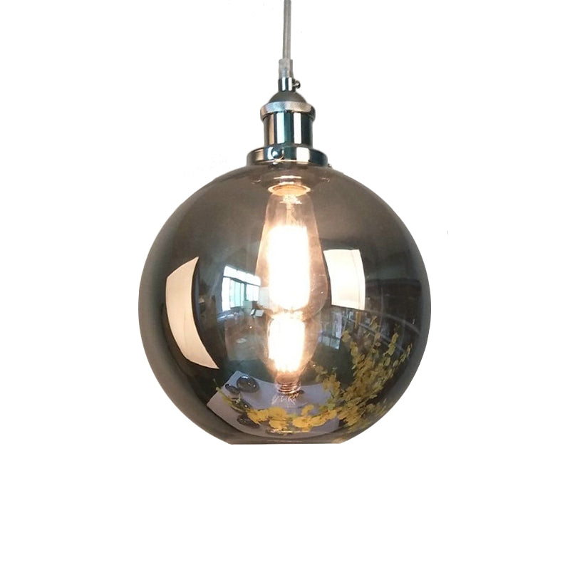 Vintage Globe/Bowl/Dome Hanging Ceiling Light 1 Light Mirrored Glass Pendant Lighting in Chrome Clearhalo 'Ceiling Lights' 'Glass shade' 'Glass' 'Pendant Lights' 'Pendants' Lighting' 161278