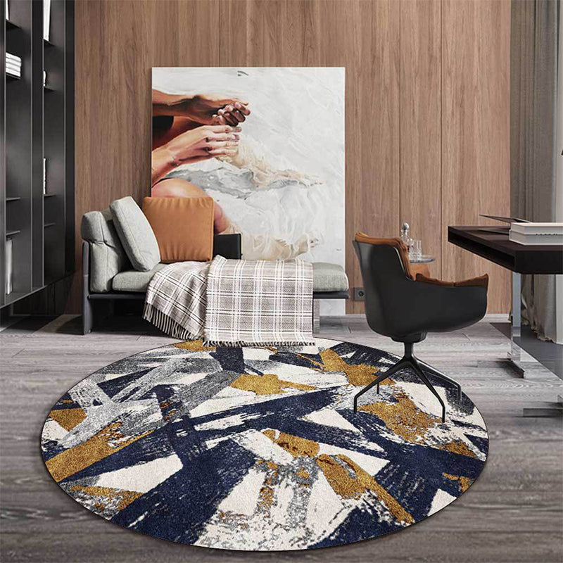 Novelty Brushstroke Pattern Rug Dark Blue and White Polyester Rug Machine Washable Non-Slip Area Rug for Bedroom Dark Blue Clearhalo 'Area Rug' 'Modern' 'Rugs' Rug' 1612802