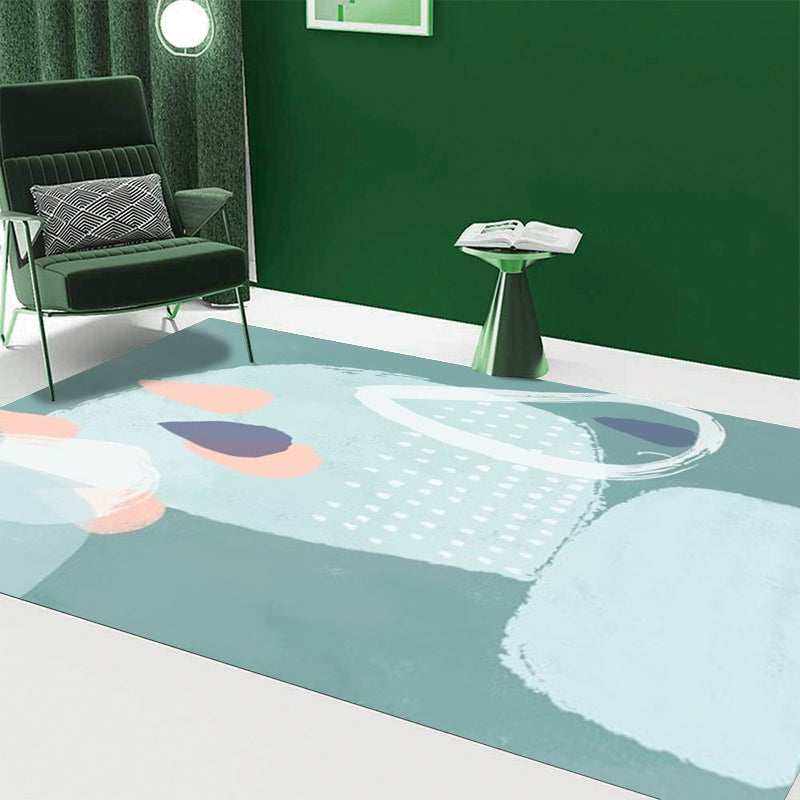 Green Bedroom Rug Novelty Color Block Watercolor Painting Pattern Area Rug Polyester Non-Slip Backing Carpet Clearhalo 'Area Rug' 'Rug' 1612980