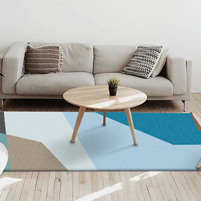 Simple Novelty Rug in Blue Color Block Pattern Rug Polyester Non-Slip Pet Friendly Carpet for Home Decoration Clearhalo 'Area Rug' 'Rug' 1613115