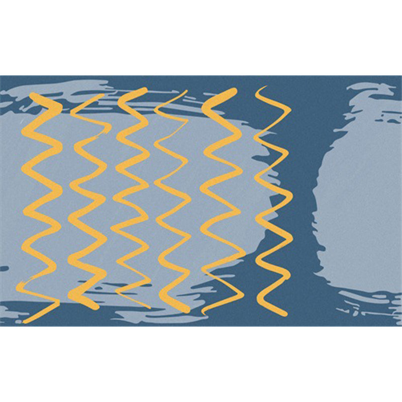 Casual Novelty Rug in Blue Geometric Wave Pattern Rug Polyester Stain-Resistant Carpet for Home Decoration Clearhalo 'Area Rug' 'Rug' 1613132