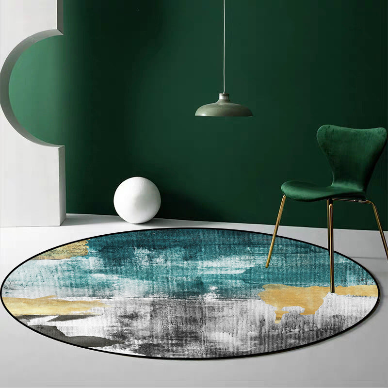 Simple Modern Rug in Green and Yellow Abstract Ink Painting Pattern Rug Polyester Washable Carpet for Home Decoration Yellow-Green Clearhalo 'Area Rug' 'Modern' 'Rugs' Rug' 1613798