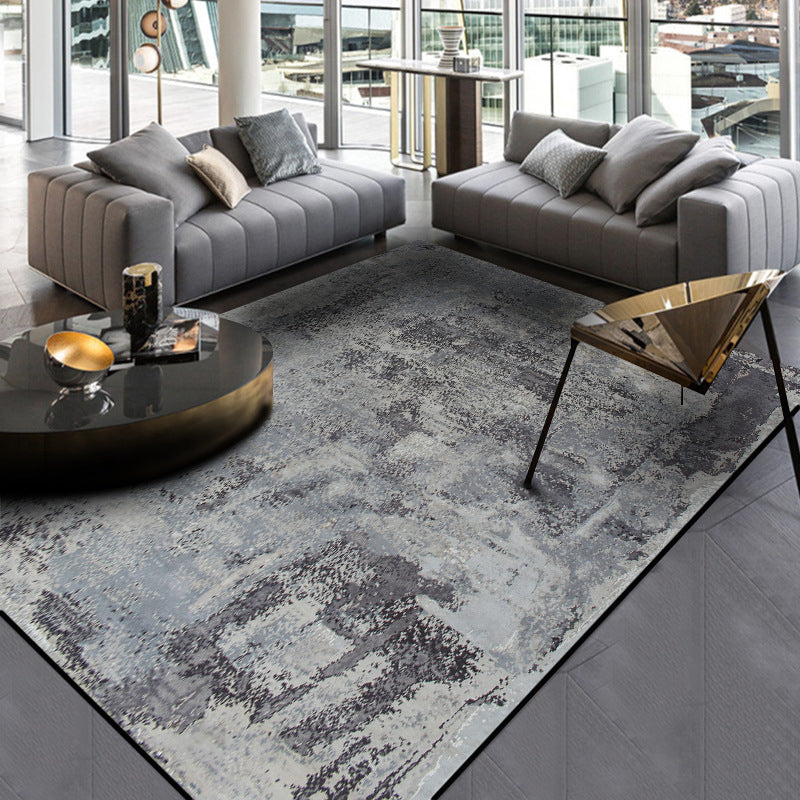 Scandinavian Modern Rug in Grey Abstract Cement Pattern Rug Polyester Washable Non-Slip Carpet for Home Decoration Clearhalo 'Area Rug' 'Rug' 1613839