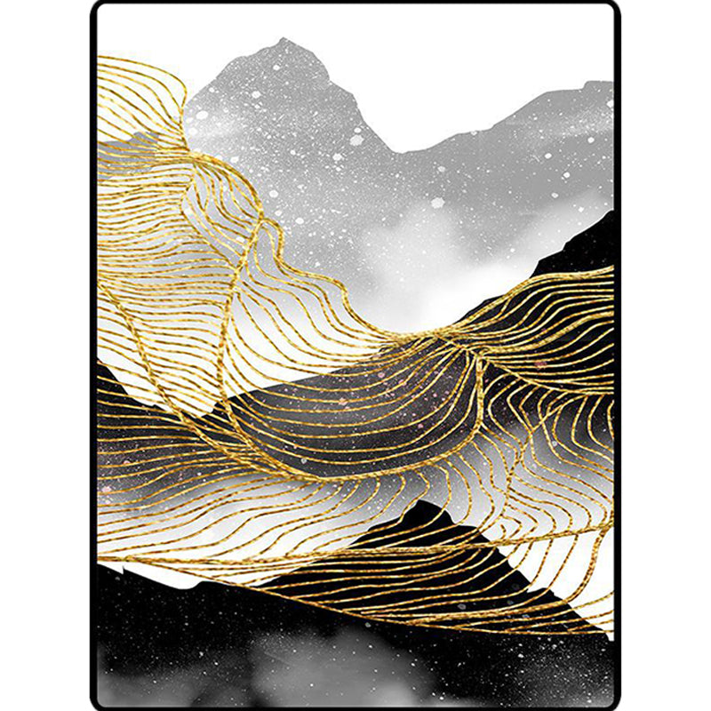 Nordic Modern Rug in Black and White Abstract Ink Painting Line Pattern Rug Polyester Washable Carpet for Home Decor Clearhalo 'Area Rug' 'Modern' 'Rugs' Rug' 1613974