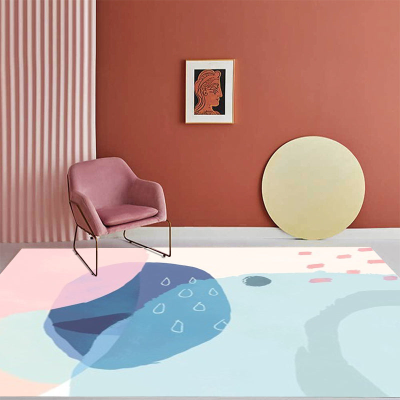 Blue and Pink Bedroom Rug Novelty Color Block Watercolor Painting Pattern Area Rug Polyester Washable Carpet Clearhalo 'Area Rug' 'Rug' 1614005