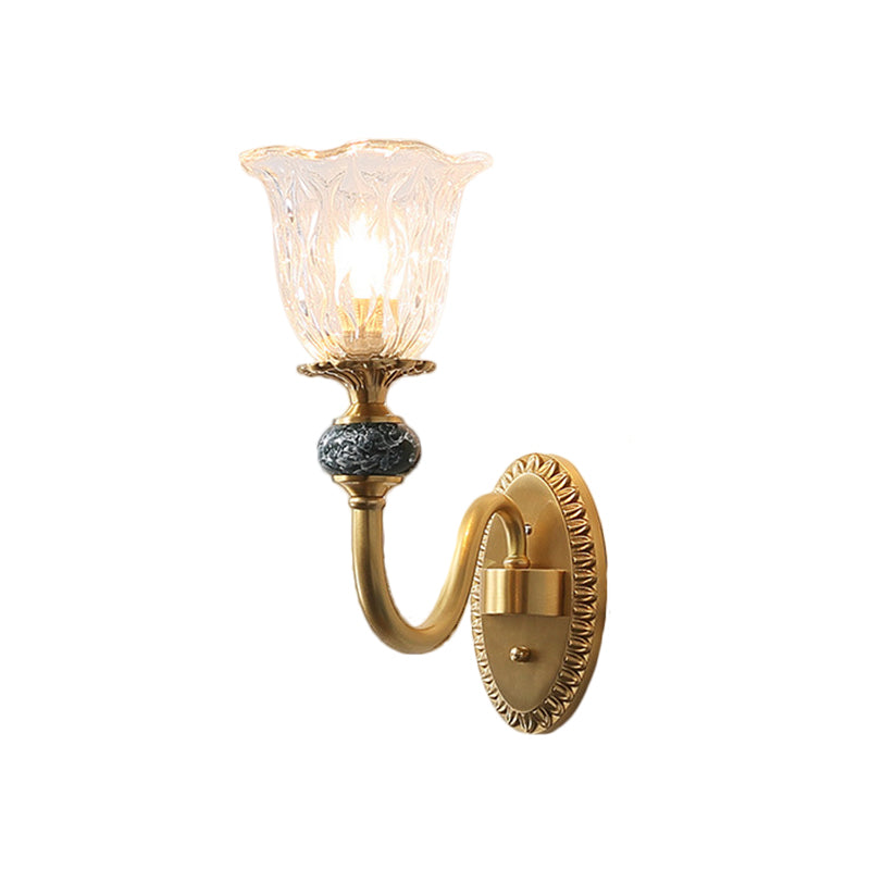 Floral Dining Room Wall Sconce Farmhouse Clear Ribbed Glass 6