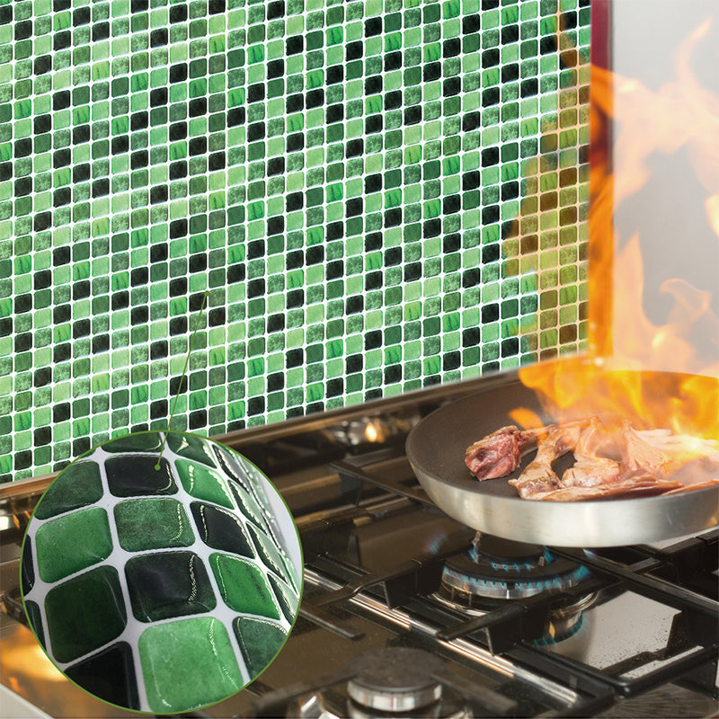 Mosaic Tile Wallpaper Panels Black-Green Modernism Peel Wall Decor for Kitchen Backsplash Clearhalo 'Wall Decor' 'Wallpaper' 1617328