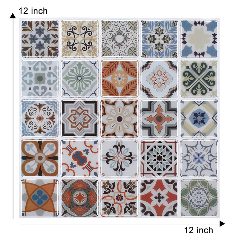 Boho Mixed Flower Print Wallpapers for Kitchen Backsplash 12' x 12