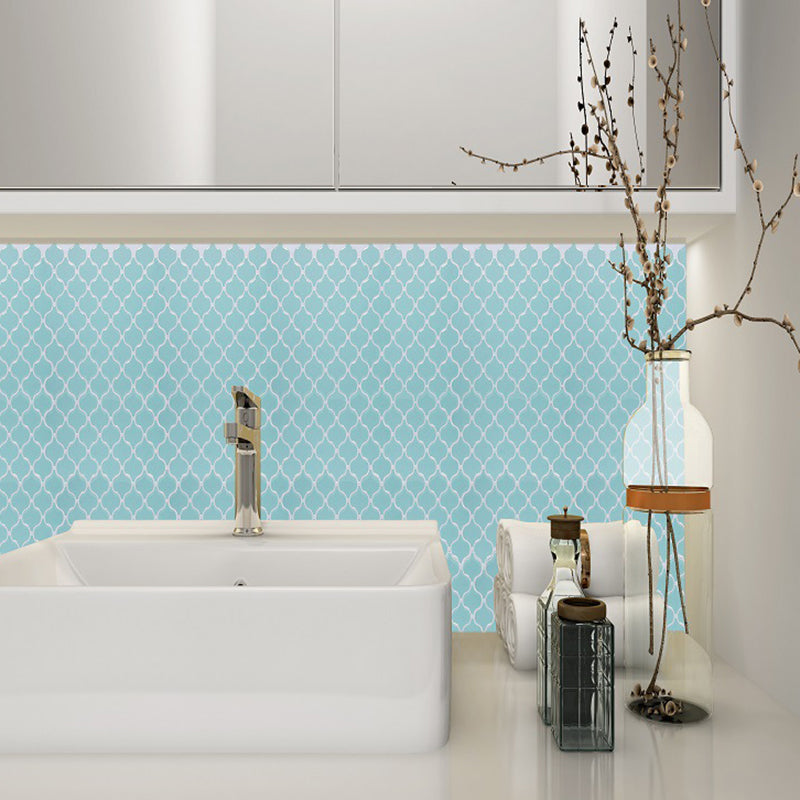 Pastel Color Quatrefoil Wallpapers Mosaics Modern Peel and Stick Wall Decor for Washroom Blue Clearhalo 'Modern wall decor' 'Modern' 'Wallpaper' Wall Decor' 1617351