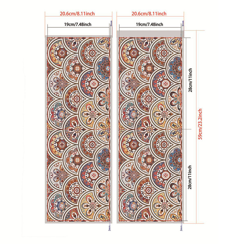 Boho Flower Print Wallpaper Panel Brown Fishscale Self-Stick Wall Decor for Bathroom Clearhalo 'Wall Decor' 'Wallpaper' 1617576