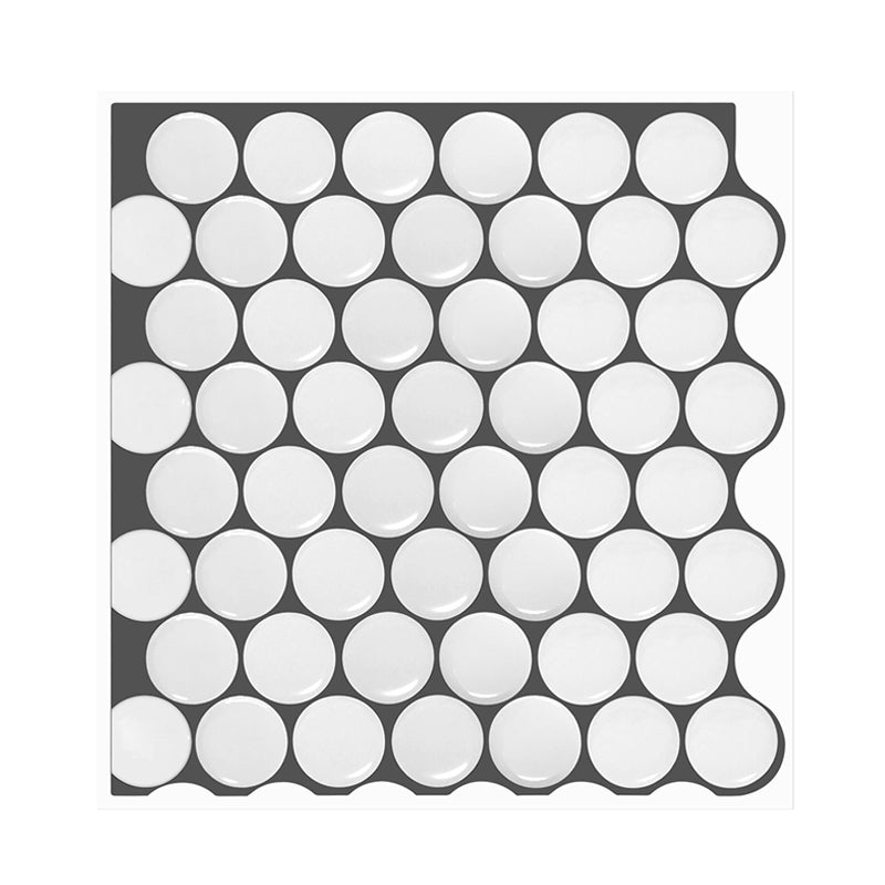 Modern Circles Print Wallpaper Panels White Bathroom Peel Wall Decor, 12' L x 12