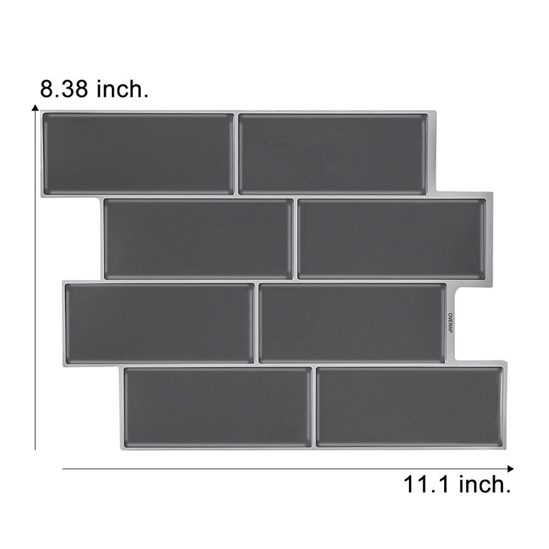 Brick Wallpaper Panel Set Dark Grey PVC Wall Decoration, Peel and Paste, 11' x 8.3