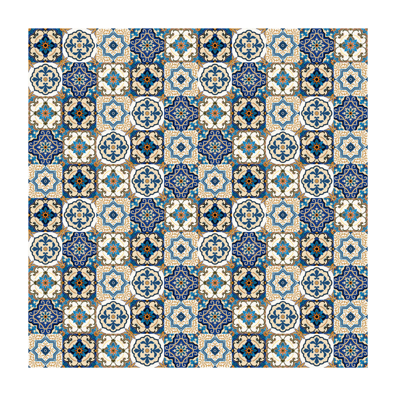 Bohemia Mandala Print Wallpaper Panels Blue Easy Peel off Wall Art for Living Room Clearhalo 'Wall Decor' 'Wallpaper' 1617650