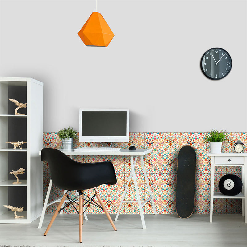 Orange Semicircle Floral Tile Wallpapers Orange Peel and Paste Wall Decor for Home Orange Clearhalo 'Wall Decor' 'Wallpaper' 1618089