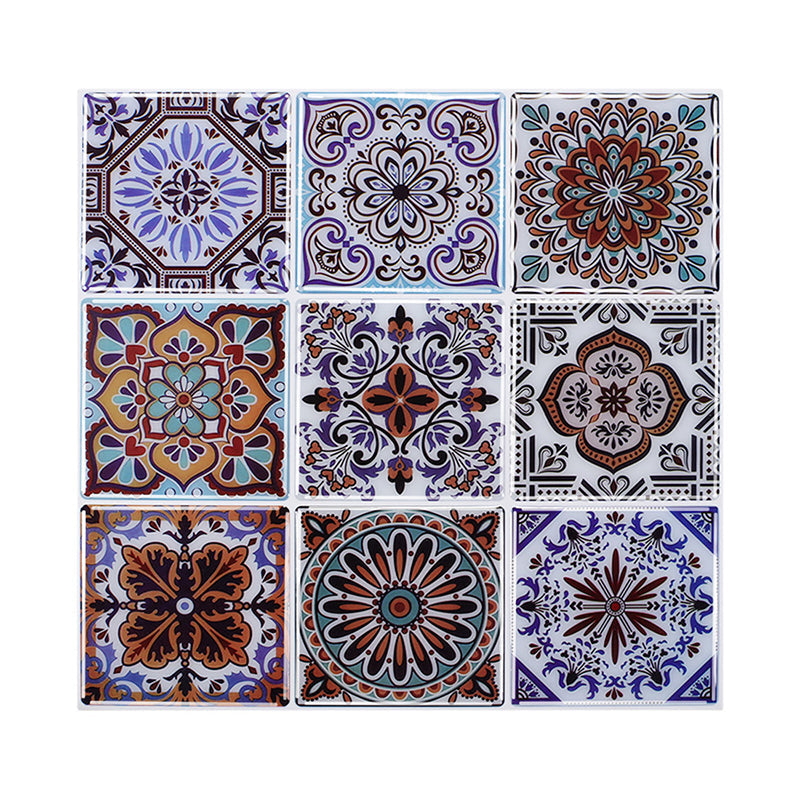 Bohemian Mandala Wallpaper Panels PVC Easy Peel off Purple Wall Art for Living Room Clearhalo 'Wall Decor' 'Wallpaper' 1618132