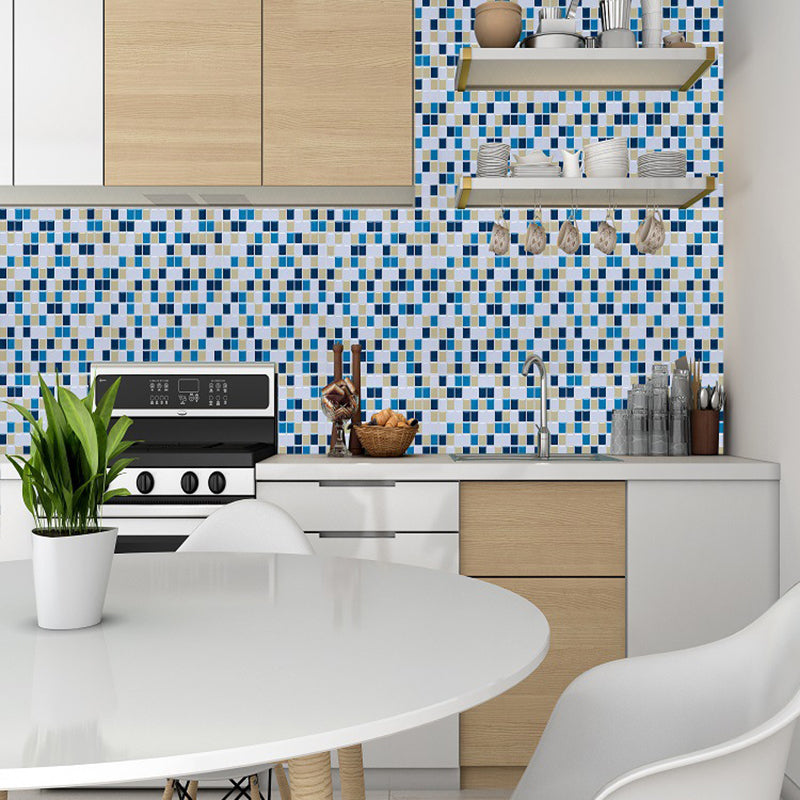 Bohemia Mosaic Tile Wallpaper Panel Blue Easy Peel off Wall Decor for Dining Room Clearhalo 'Wall Decor' 'Wallpaper' 1618136