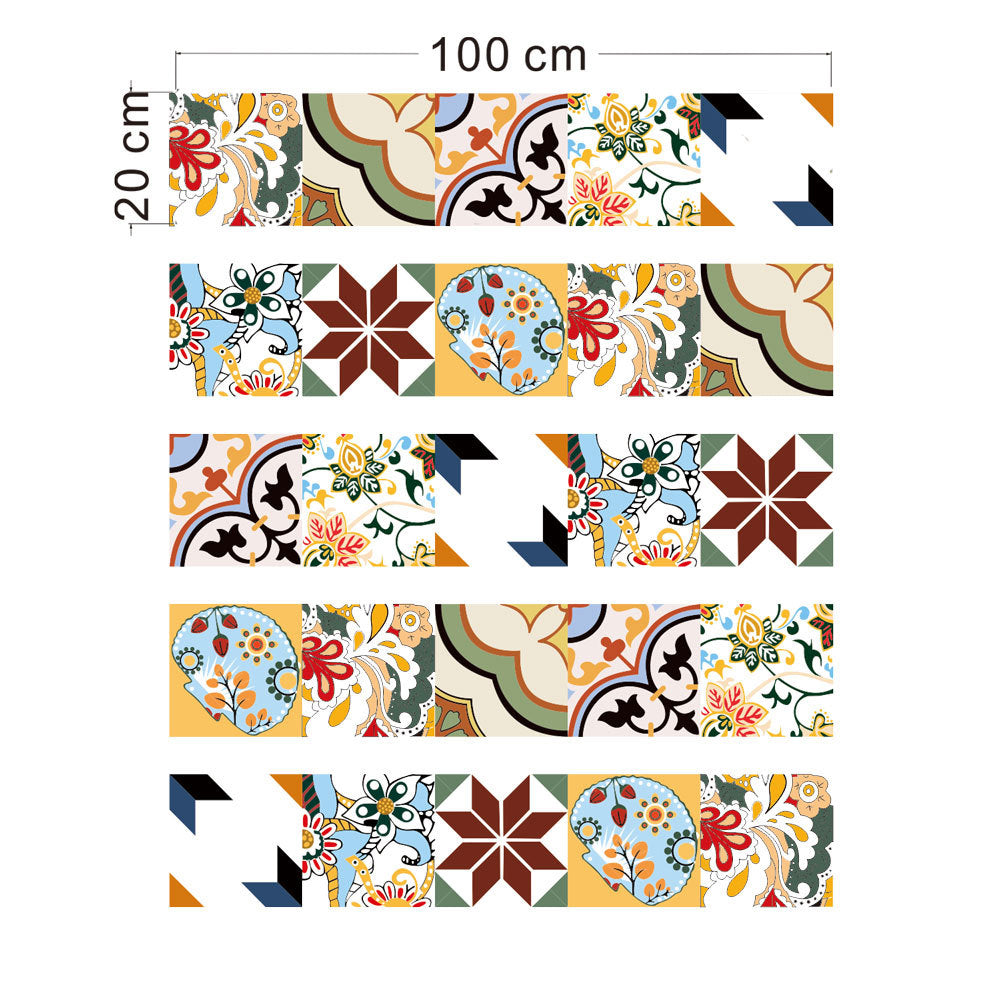 Bohemian Style Flower Wallpaper Panel for Kitchen 3.5' x 8