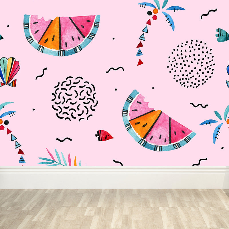 Washable Watermelon Wall Mural Non-Woven Cloth Tropical Wall Decor for House Interior Clearhalo 'Wall Decor' 'Wall Mural' 1618450