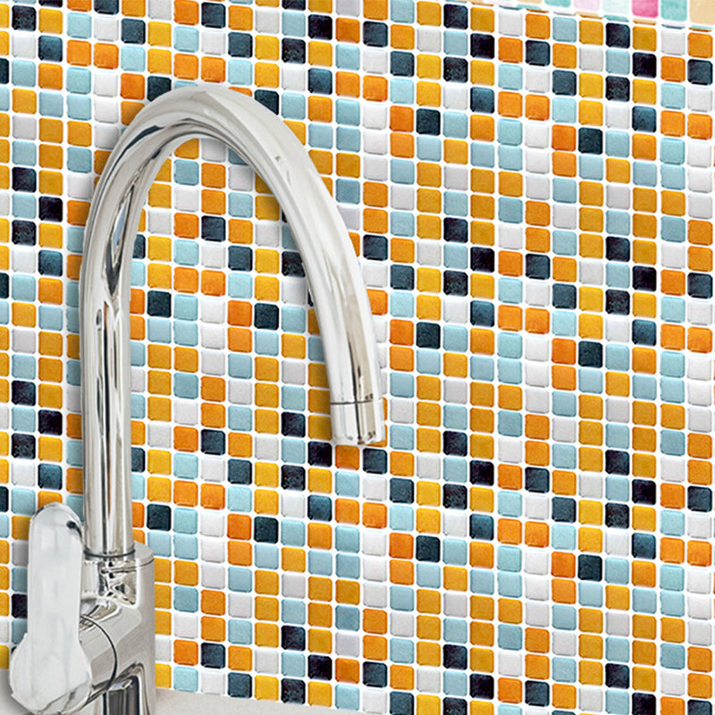 Mosaics Tile Wallpaper Panels Yellow PVC Wall Art, Easy Peel off, 14.6' L x 5.1