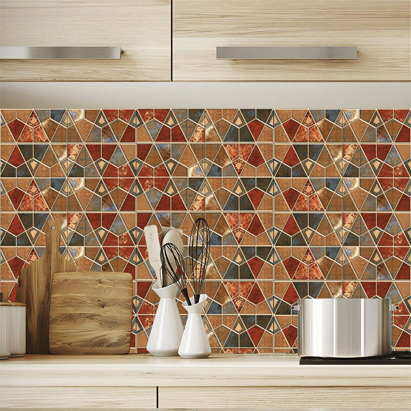 Exotic Geometric Tile Wallpaper Panels House Interior Bohemian Pattern Stick Wall Covering, 7.3' x 7.3