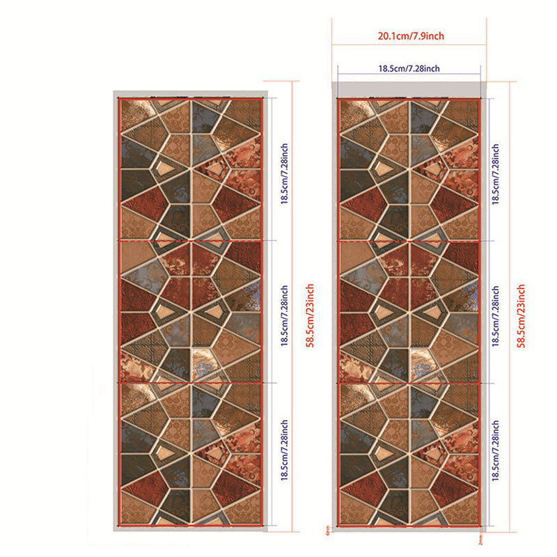 Exotic Geometric Tile Wallpaper Panels House Interior Bohemian Pattern Stick Wall Covering, 7.3' x 7.3