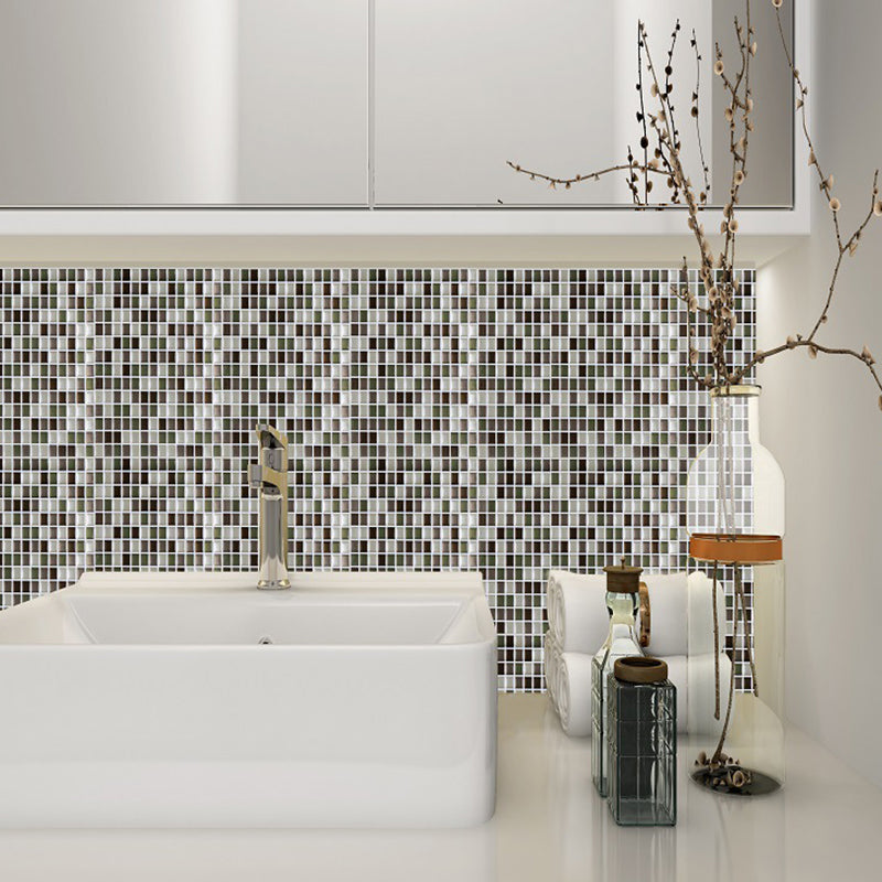 Mosaic Tiles Wallpaper Panel Set Grey PVC Wall Art, Peel and Paste, 9.8' L x 9.8