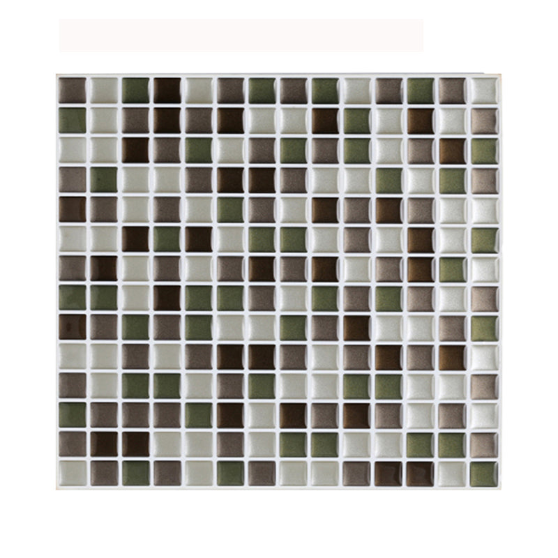 Mosaic Tiles Wallpaper Panel Set Grey PVC Wall Art, Peel and Paste, 9.8' L x 9.8