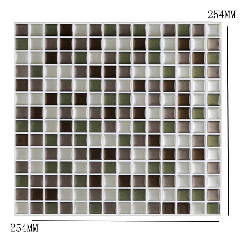 Mosaic Tiles Wallpaper Panel Set Grey PVC Wall Art, Peel and Paste, 9.8' L x 9.8