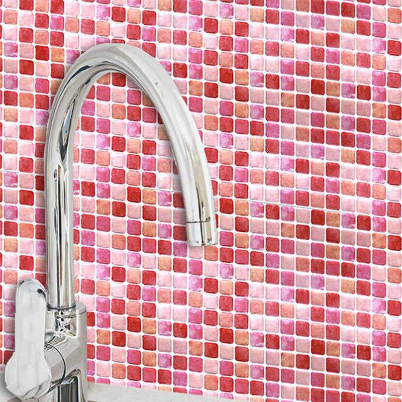 Pink Mosaic Tile Wallpaper Panel Set Peel and Stick Wall Decor for Kitchen, Easy to Remove Pink Clearhalo 'Wall Decor' 'Wallpaper' 1618663