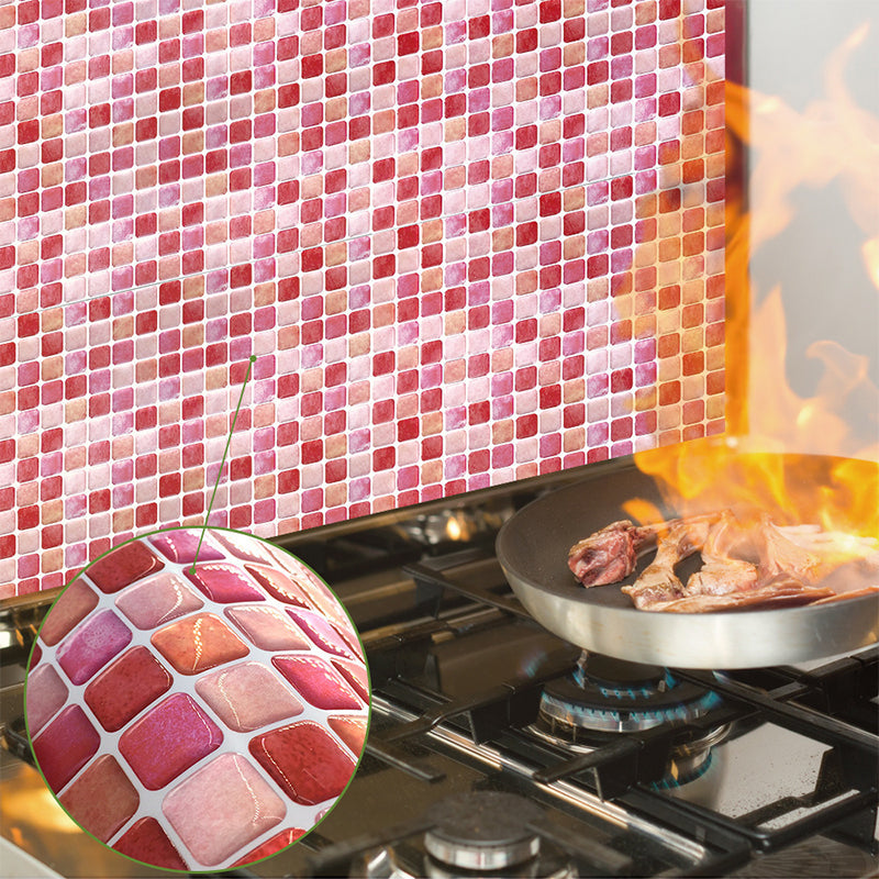 Pink Mosaic Tile Wallpaper Panel Set Peel and Stick Wall Decor for Kitchen, Easy to Remove Clearhalo 'Wall Decor' 'Wallpaper' 1618664