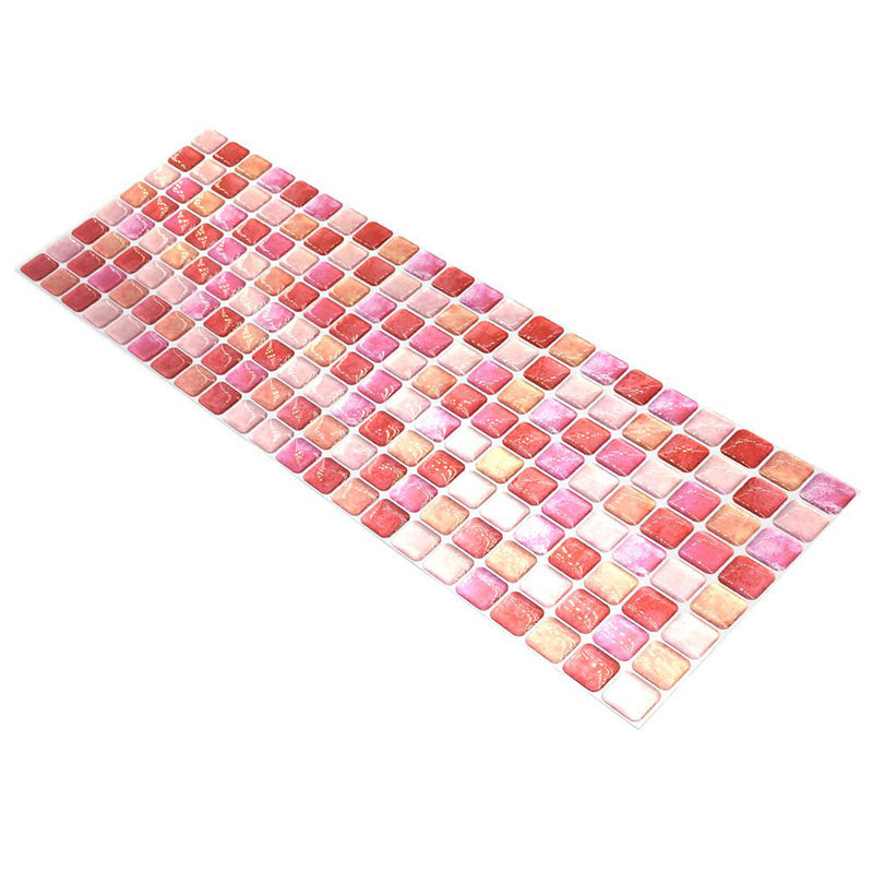 Pink Mosaic Tile Wallpaper Panel Set Peel and Stick Wall Decor for Kitchen, Easy to Remove Clearhalo 'Wall Decor' 'Wallpaper' 1618665