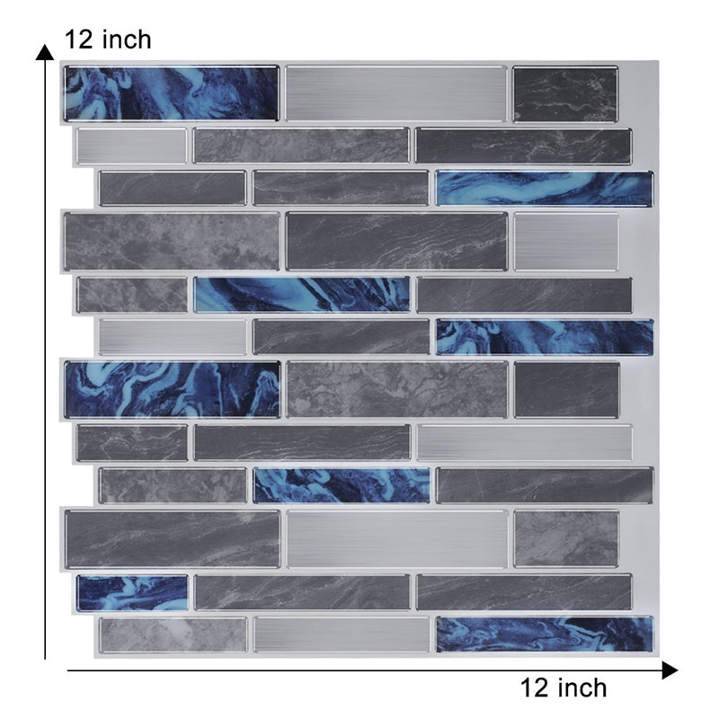 Mosaics Tile Peel Wallpaper Panels Rustic Beautiful Marble Brick Wall Decor in Grey, 12' x 12