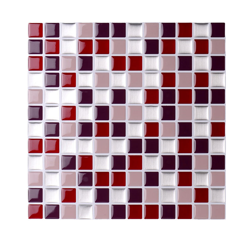 Brick Red Mosaic Tile Wallpaper Panel Set Removable Wall Art for Bathroom, Self-Stick Clearhalo 'Wall Decor' 'Wallpaper' 1618751