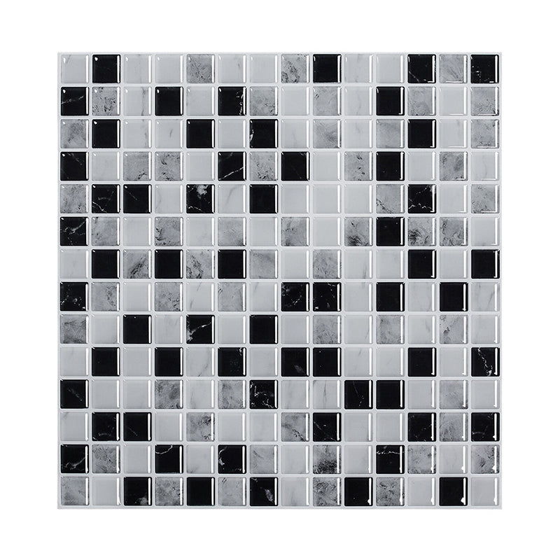 PVC Black Wallpaper Panels Bohemian Mosaic Tiles Adhesive Wall Covering, 9.8' x 9.8